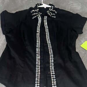 Elegant Black Beaded Women's Top